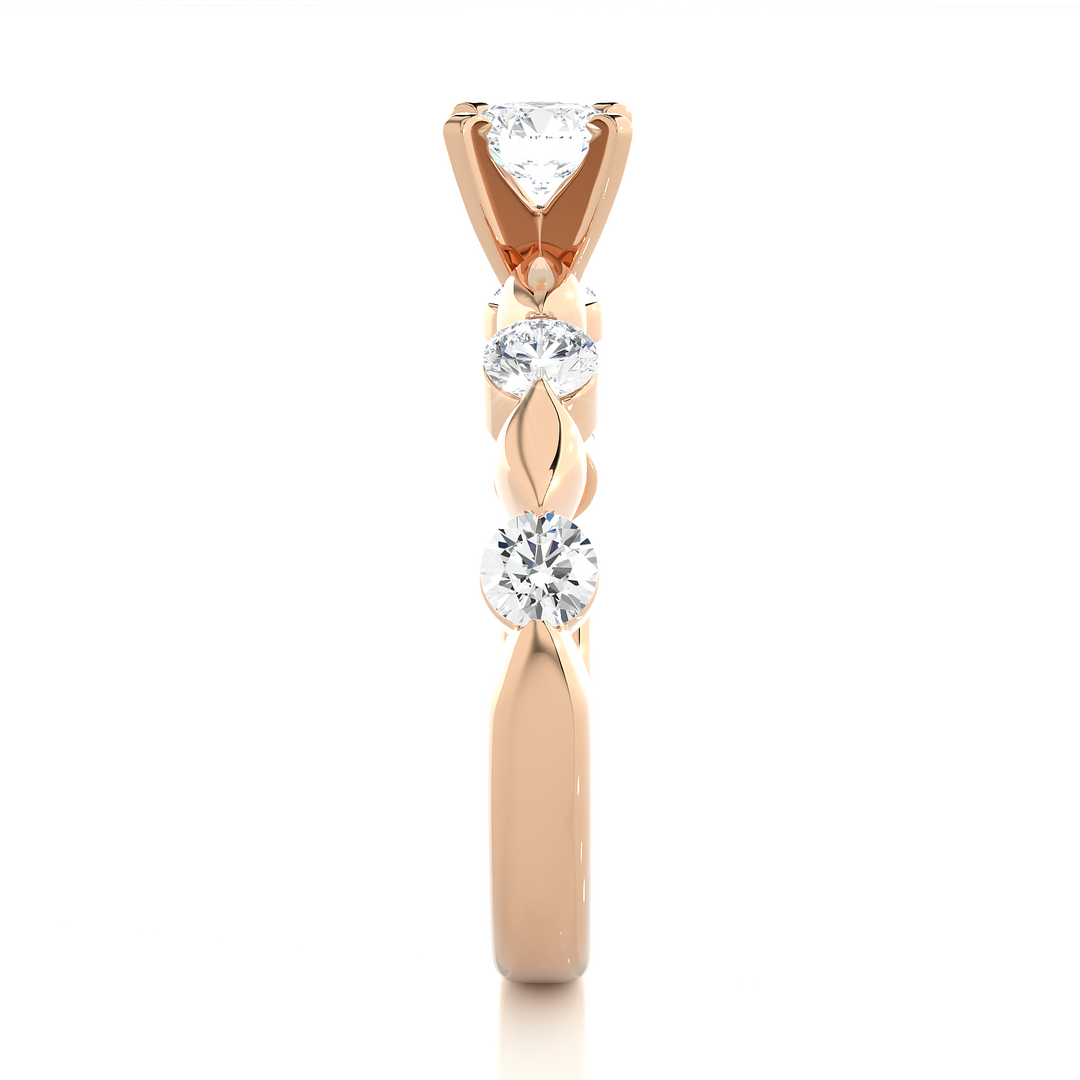 0.90 CTW Round Lab-Grown Diamond Engagement Ring in Unique Style E-F / VVS-VS