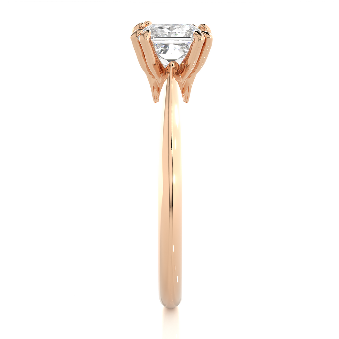 1.38 CT Princess or Round Lab Grown Diamond Engagement Ring | 4 Stone Gold Band