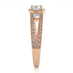 Load image into Gallery viewer, 0.96 Carat Three Stone Cushion &amp; Round Lab-Grown Diamond Ring | Micro Pavé Band

