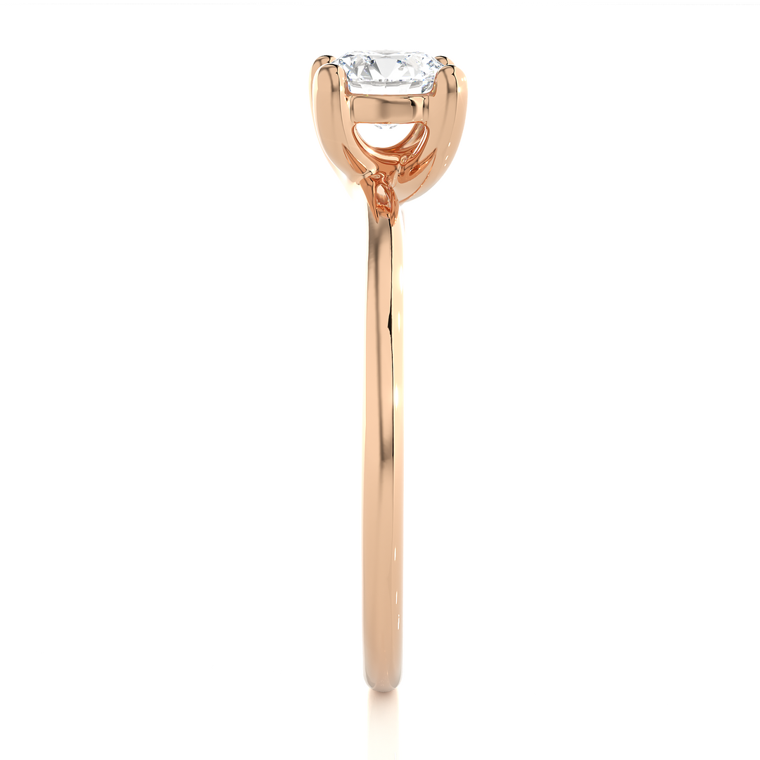 0.53 CT Round Lab Grown Diamond Solitaire Engagement Ring | 1 Stone Gold Band