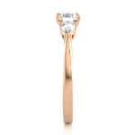 Load image into Gallery viewer, 0.99 CT Round Center with Pear Side Lab Grown Diamond Three Stone Ring | 3 Stone Gold Band
