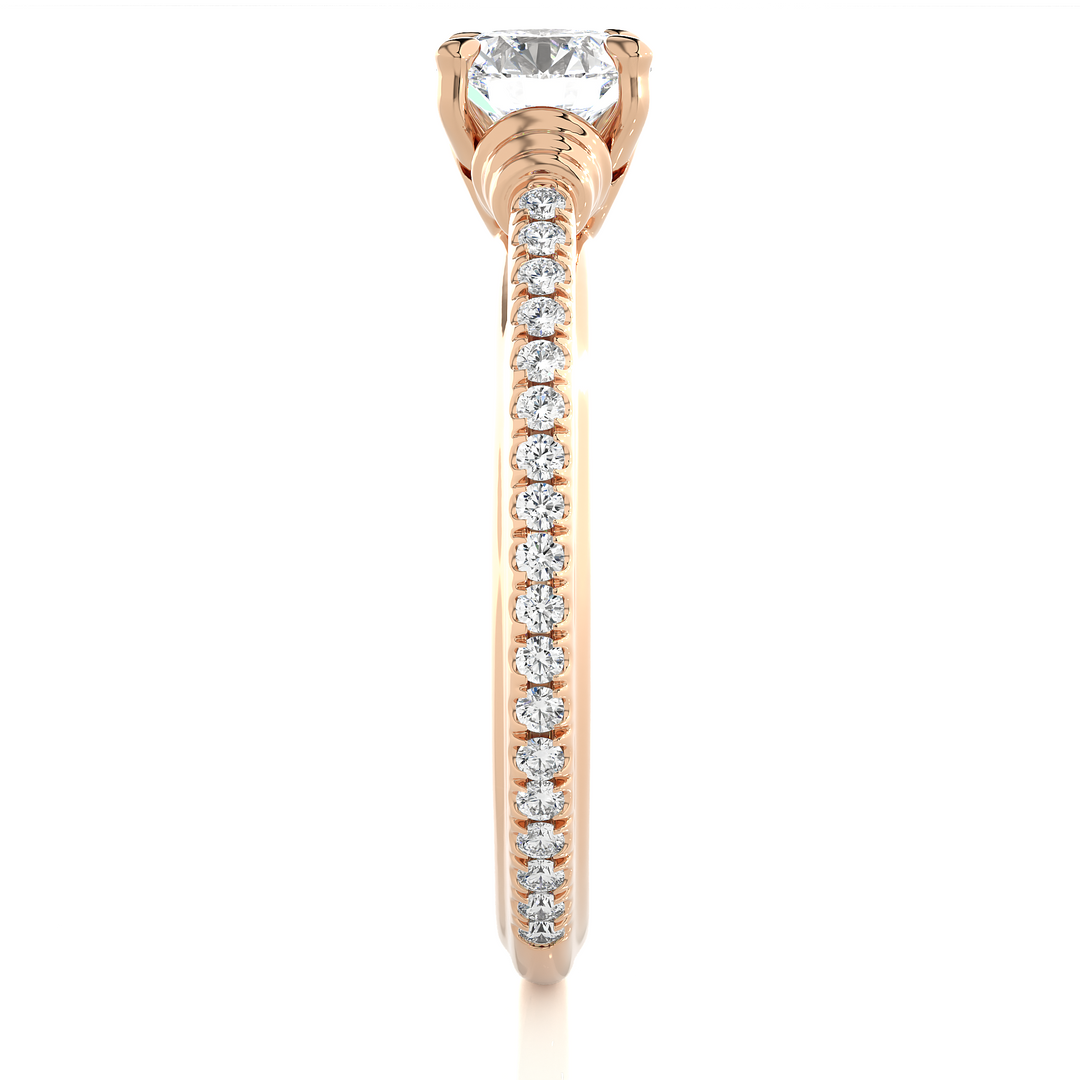1.26 CTW Round Lab-Grown Diamond Engagement Ring with Rope-Style Sides E-F / VVS-VS