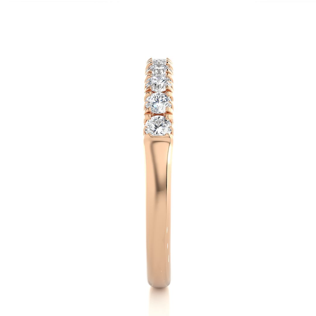 0.47 CT Round Cut Lab Grown Diamond Micro Pave Band  9 Stone IGI Certified
