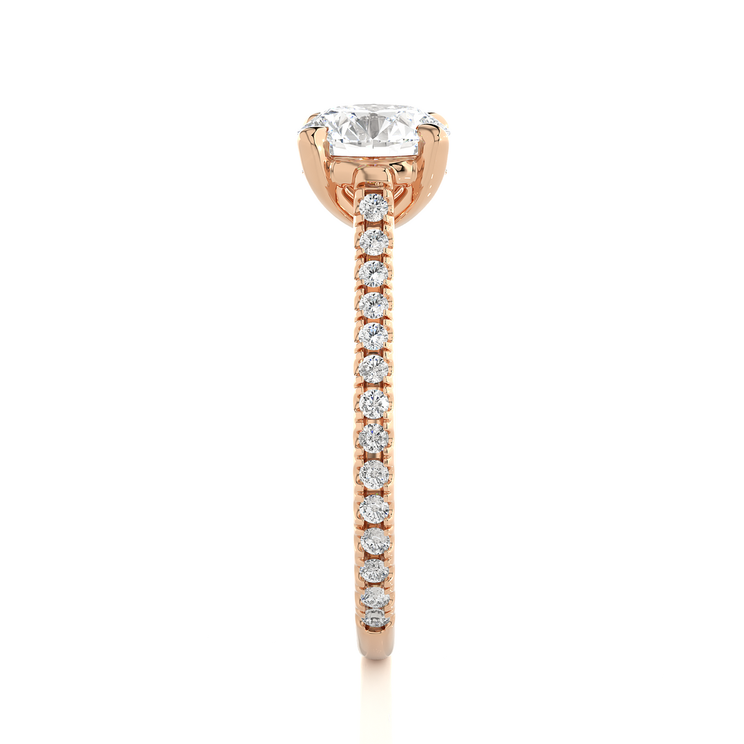 1.58 CTW Round Lab-Grown Diamond Engagement Ring with Micropave & Prong Set E-F / VVS-VS