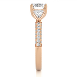 Load image into Gallery viewer, 1.43 CT Round Center with Trillion &amp; Round Side Lab Grown Diamond Three Stone Ring | 43 Stone Gold Band
