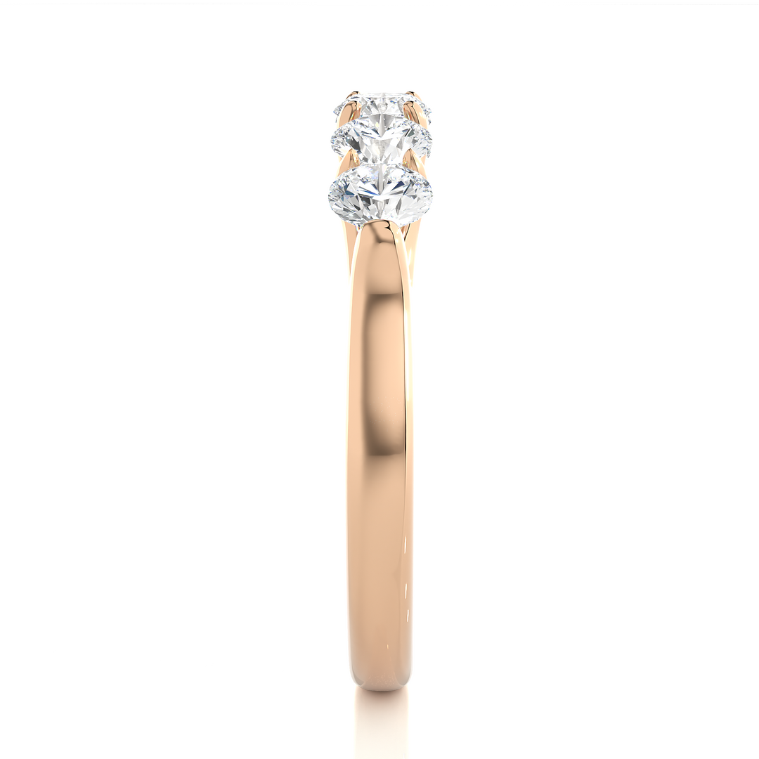 1.03 CT Round Cut Lab Grown Diamond Prong Set Band  5 Stone IGI Certified