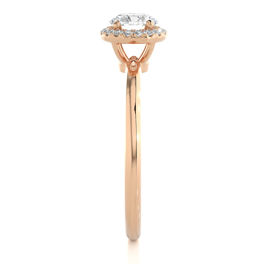 0.50 CT Round Diamond Halo Lab Grown Ring with 19 Stones