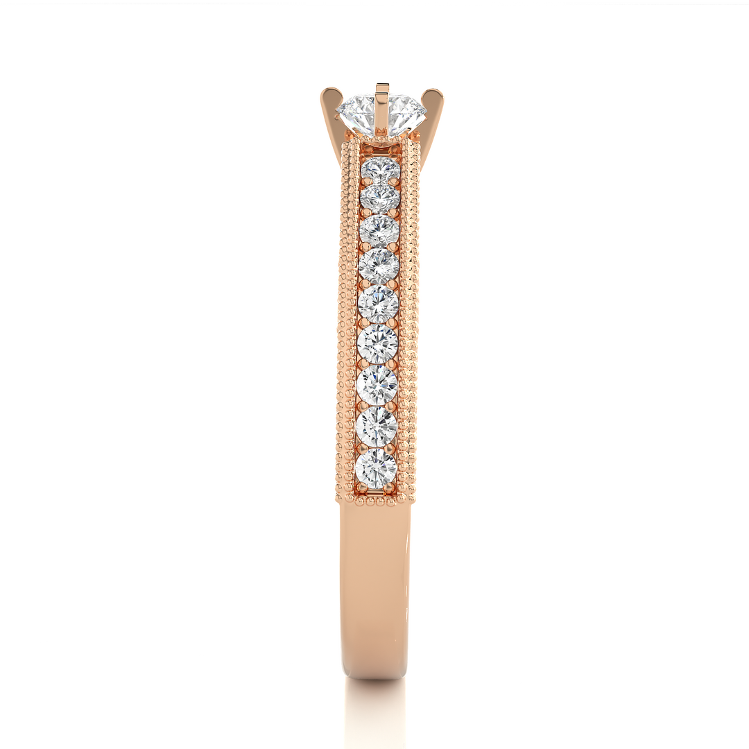 0.48 CTW Round Lab-Grown Diamond Engagement Ring with Milgrain Detailing E-F / VVS-VS