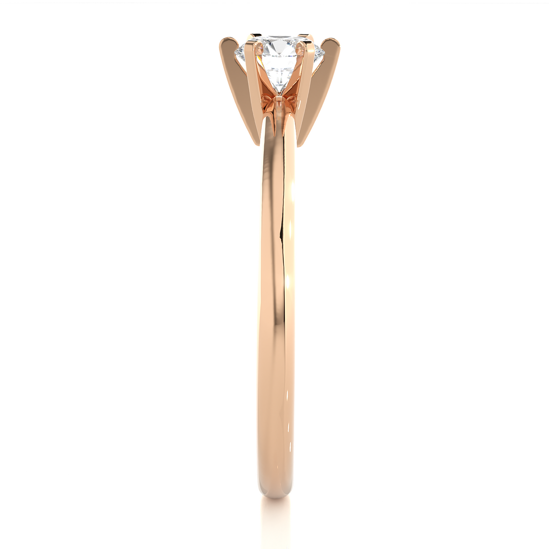 0.41 CT Round Lab Grown Diamond Solitaire Engagement Ring | Four Prong Gold Band