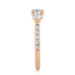 Load image into Gallery viewer, 1.55 CT Round Center with Round Side Lab Grown Diamond Three Stone Ring | 13 Stone Gold Band
