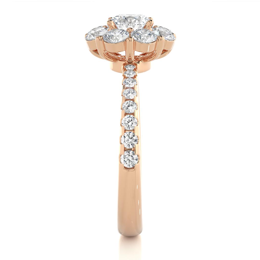 1.64 CT Round Diamond Halo Lab Grown Ring with 25 Stones