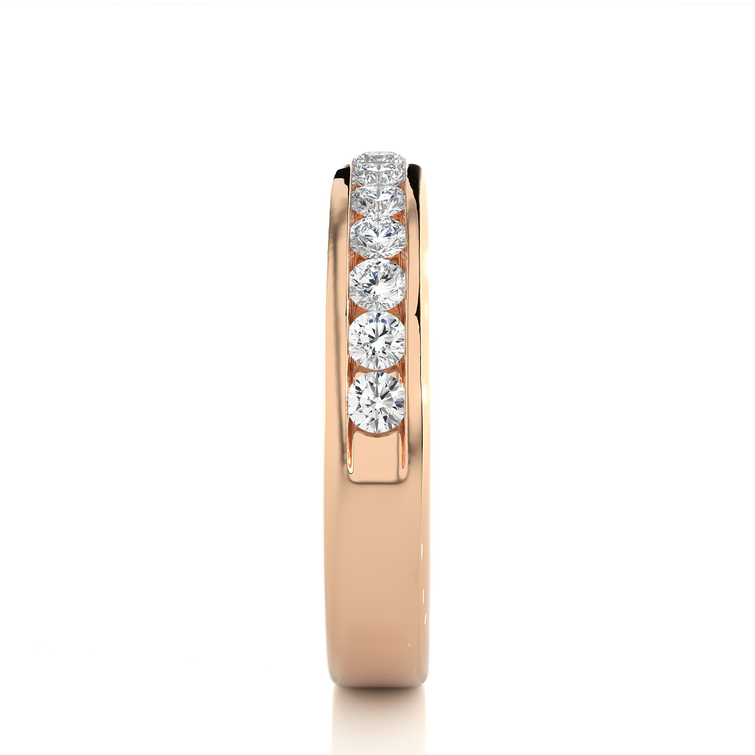 0.52 CT Round Cut Lab Grown Diamond Channel Set Band  13 Stone IGI Certified