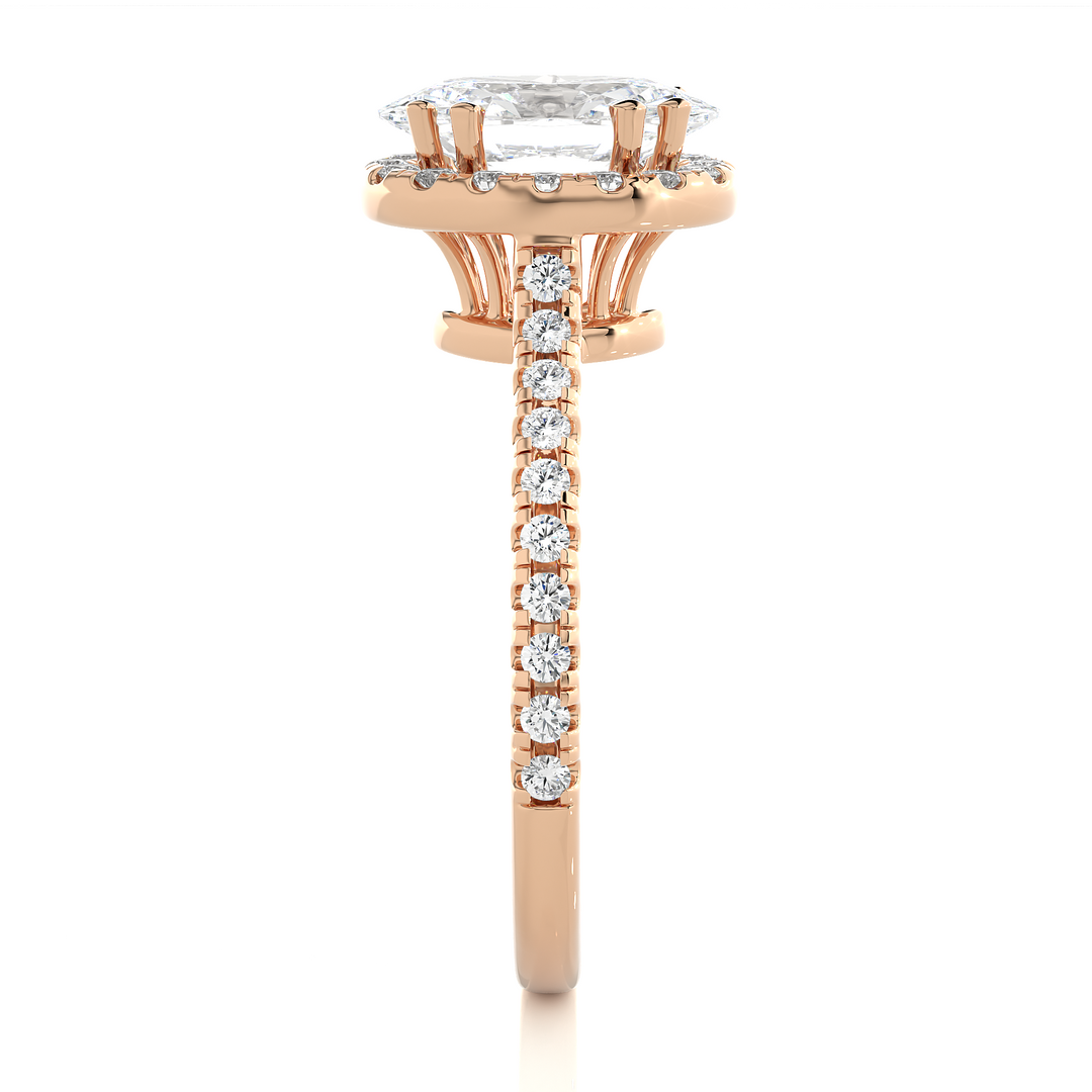 1.20 CT Oval Halo Lab Grown Diamond Ring with Round Side Stones