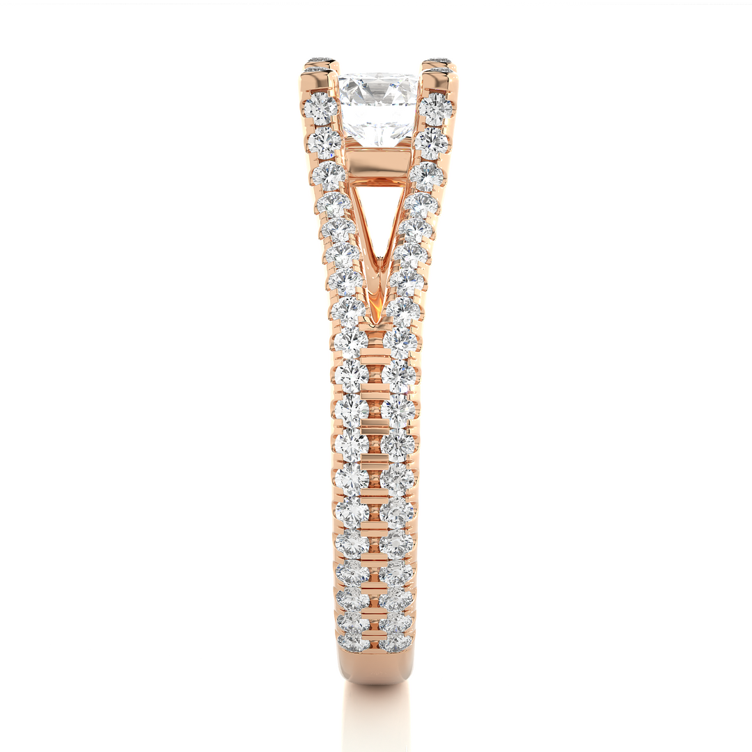 1.08 CTW Round Lab-Grown Diamond Engagement Ring with Split Shank & Hidden Halo E-F / VVS-VS
