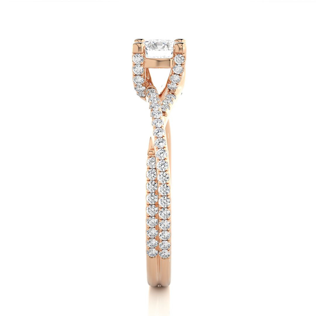 0.74 CTW Round Lab-Grown Diamond Twisted Engagement Ring E-F / VVS-VS