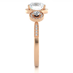 Load image into Gallery viewer, 1.43 CT Round Lab Grown Diamond Halo Ring with Milgrain &amp; Round Side Stones | 51 Stone Gold Band
