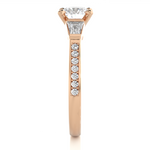 Load image into Gallery viewer, 1.69 CT Round Center with Baguette &amp; Round Side Lab Grown Diamond Three Stone Ring | 17 Stone Gold Band
