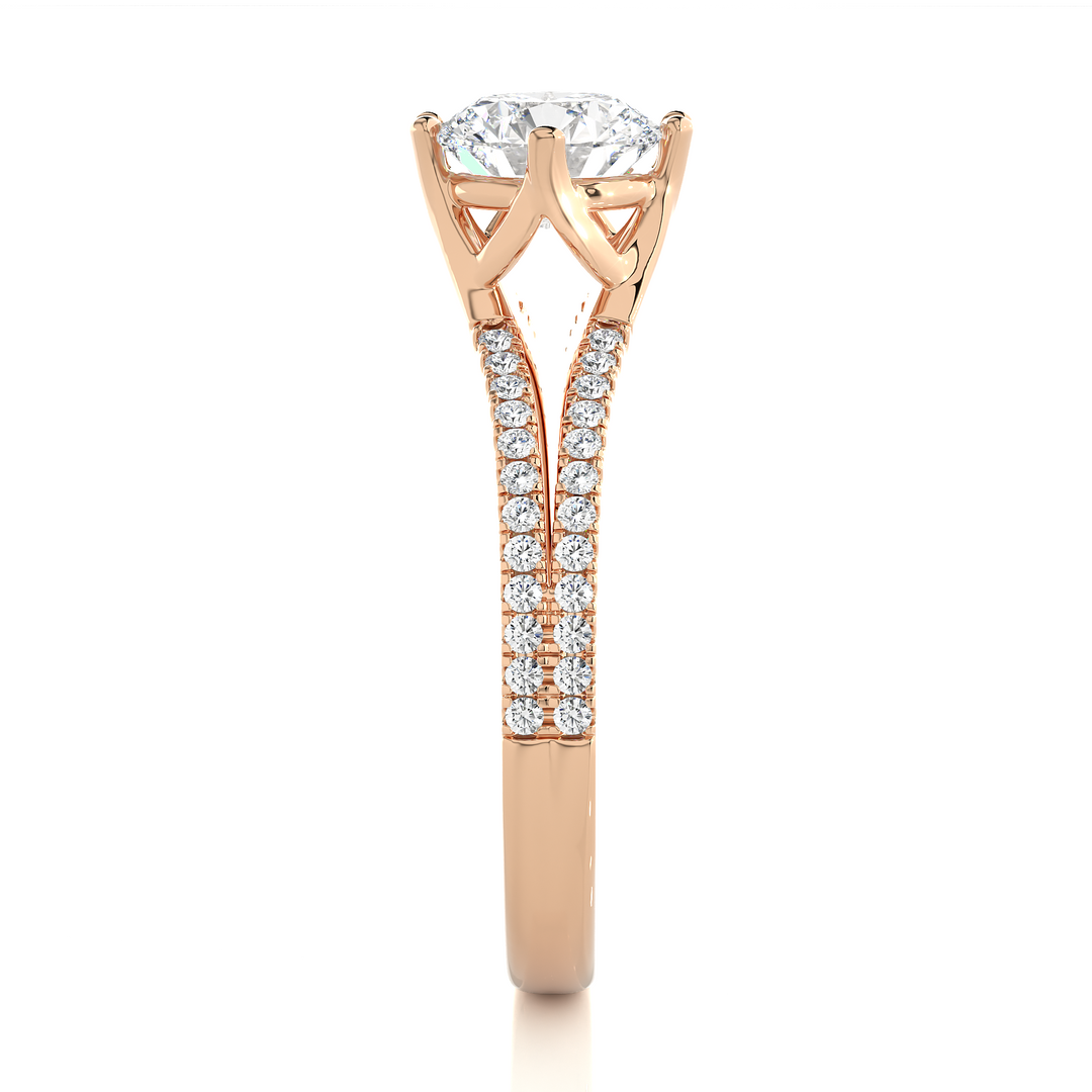 1.34 CTW Round Lab-Grown Diamond Engagement Ring with Split Shank E-F / VVS-VS