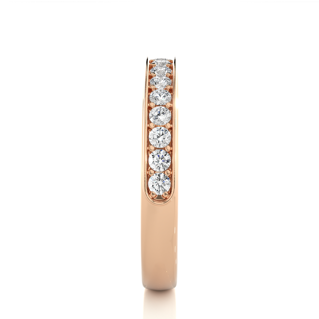 0.41 CT Round Cut Lab Grown Diamond Prong Set Wide Band  16 Stone IGI Certified