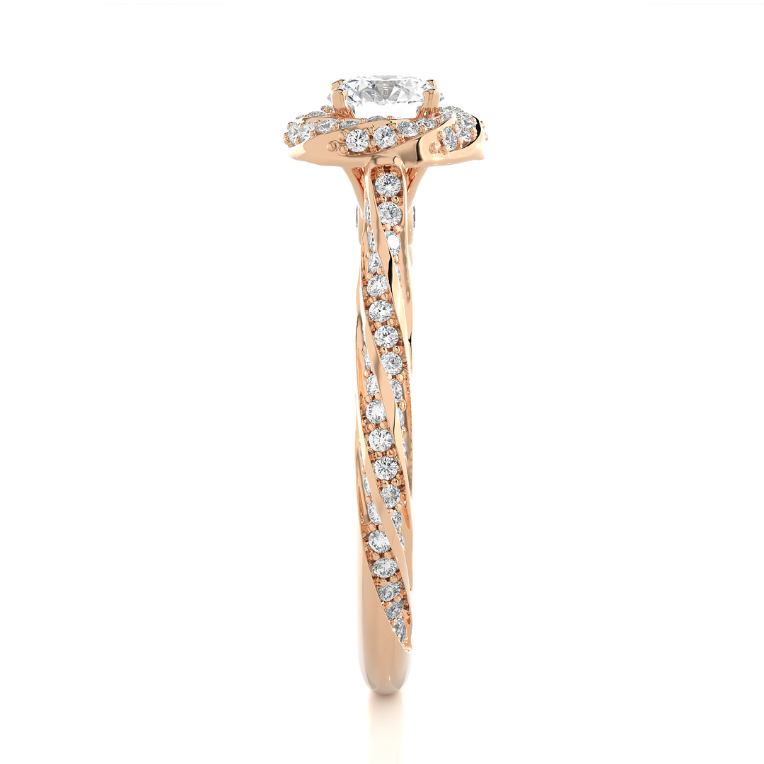 0.95 Carat Vintage Lab-Grown Round Diamond Ring | 100 Stone Classic Design