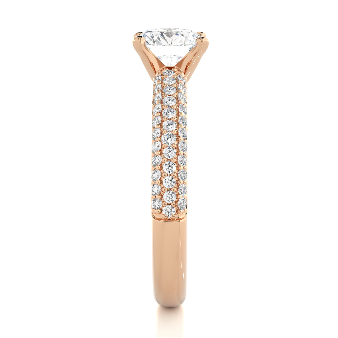 1.53 CTW Round Lab-Grown Diamond Engagement Ring with Three-Row Micropave Set E-F / VVS-VS