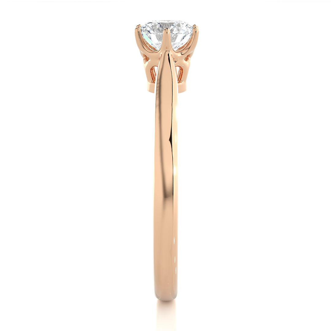 0.53 CT Round Lab Grown Diamond Solitaire Engagement Ring | Six Prong Gold Band