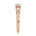 Load image into Gallery viewer, 1.98 CT Round Center with Round Side Lab Grown Diamond Three Stone Ring | 49 Stone Gold Band
