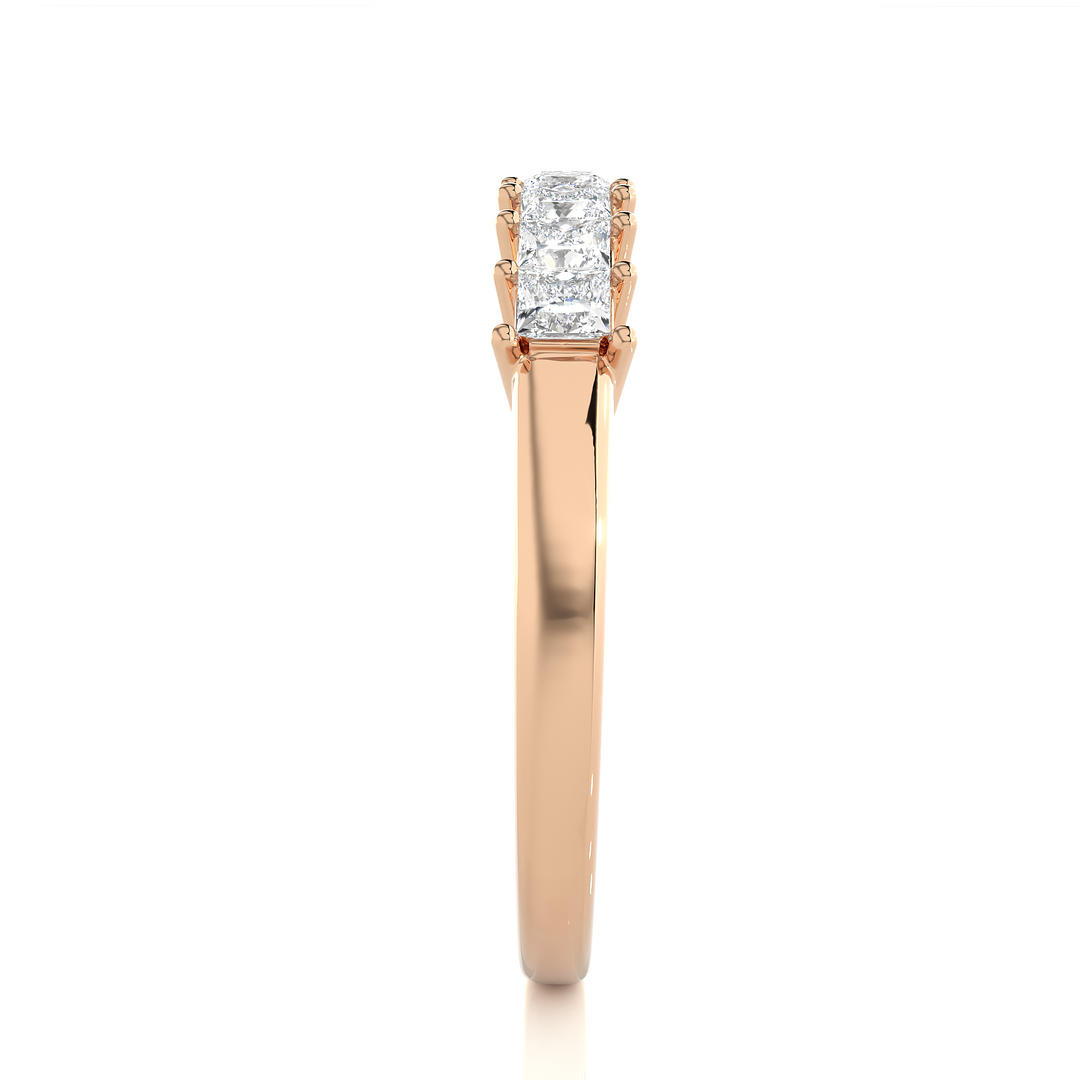 0.50 CT Princess Cut Lab Grown Diamond Prong Set Band  7 Stone IGI Certified