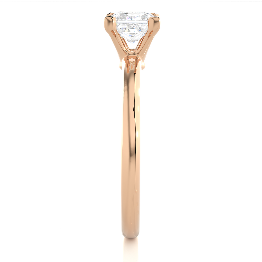 0.78 CT Princess Cut Lab Grown Diamond Solitaire Engagement Ring | Four Prong Gold Band