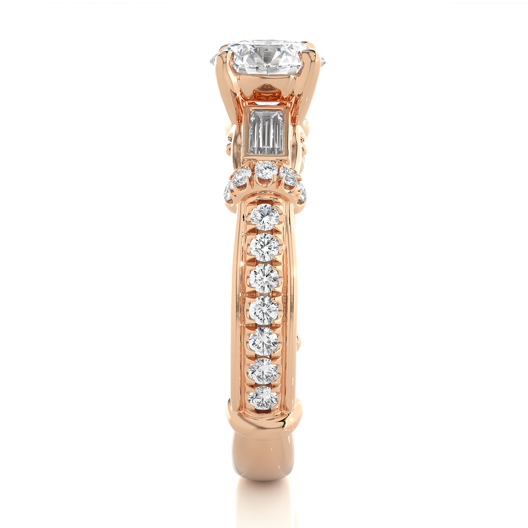 1.50 Carat Three Stone Lab-Grown Diamond Ring | Round & Baguette Unique Design