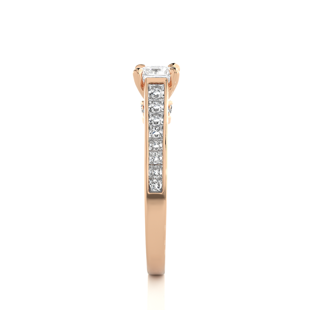 1.27 CTW Princess & Round Lab-Grown Diamond Engagement Ring with Channel & Prong Set E-F / VVS-VS