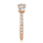 Load image into Gallery viewer, 2.35 CT Round Center with Round Side Lab Grown Diamond Three Stone Ring | 17 Stone Gold Band
