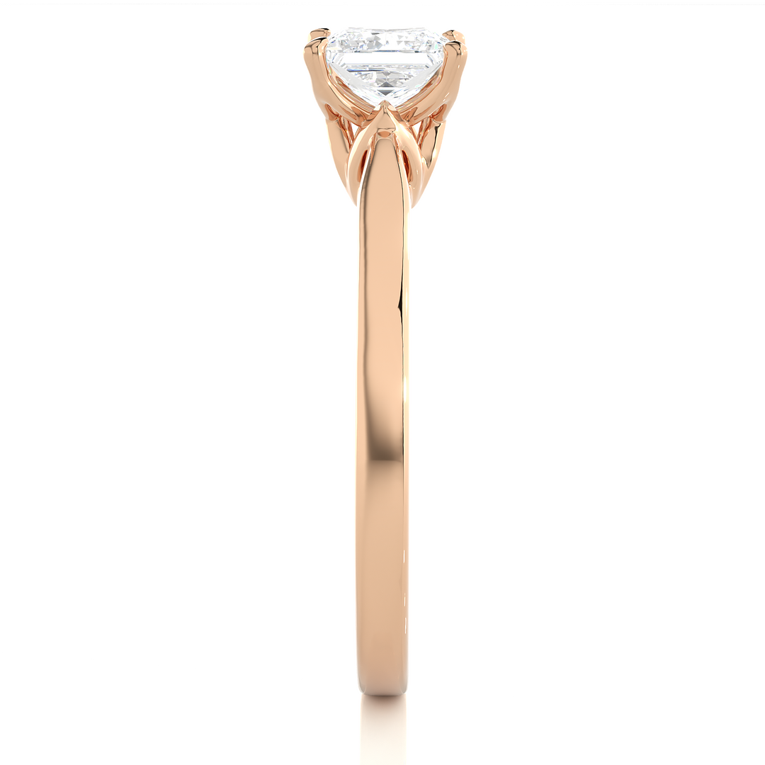 0.57 CT Princess Cut Lab Grown Diamond Solitaire Engagement Ring | Gold Band