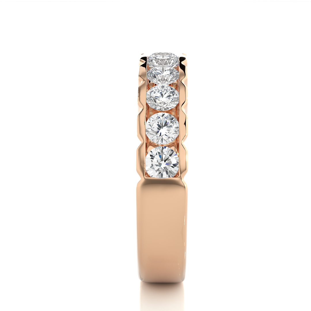 1.01 CT Round Cut Lab Grown Diamond Bold Channel Set Band  10 Stone IGI Certified