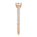 Load image into Gallery viewer, 1 CTW Round Lab-Grown Diamond Engagement Ring with Three-Row Thin Pave Band E-F / VVS-VS
