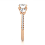 Load image into Gallery viewer, 1.80 CT Round Center with Round Side Lab Grown Diamond Three Stone Ring | 19 Stone Gold Band
