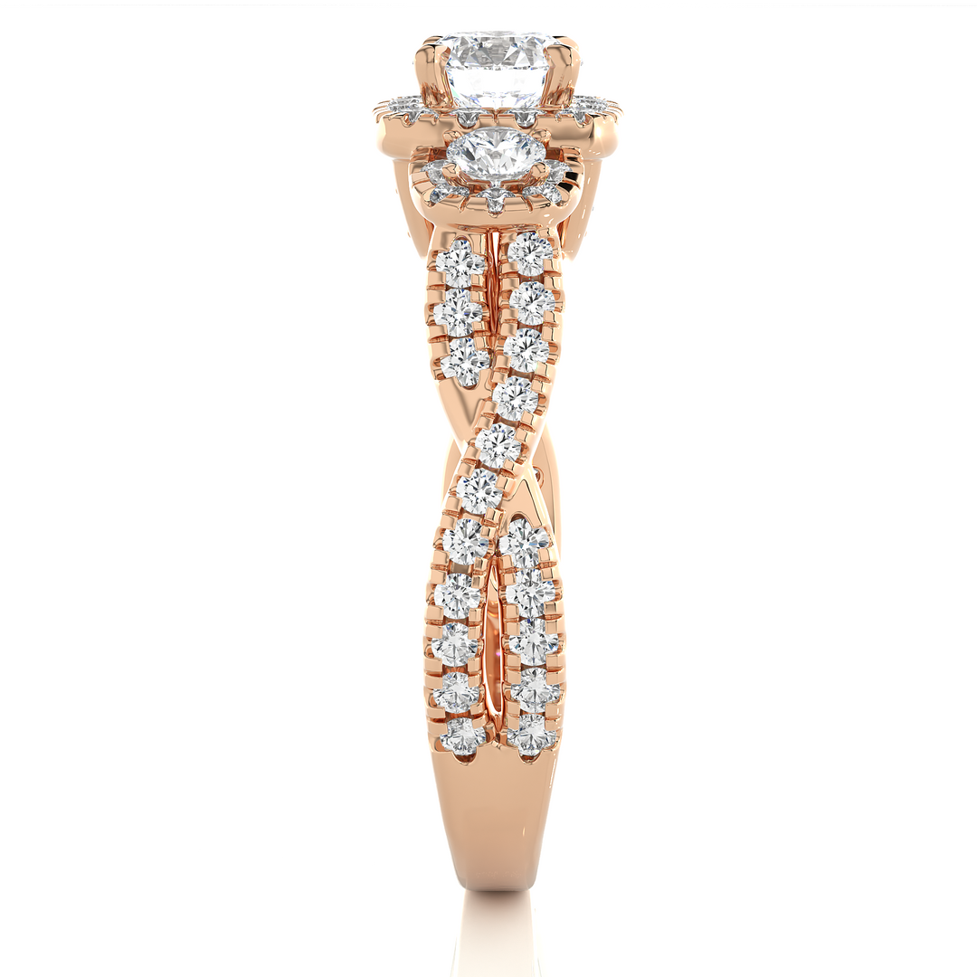 1.35 Carat Three Stone Lab-Grown Diamond Ring | Round with Hidden Princess Accent