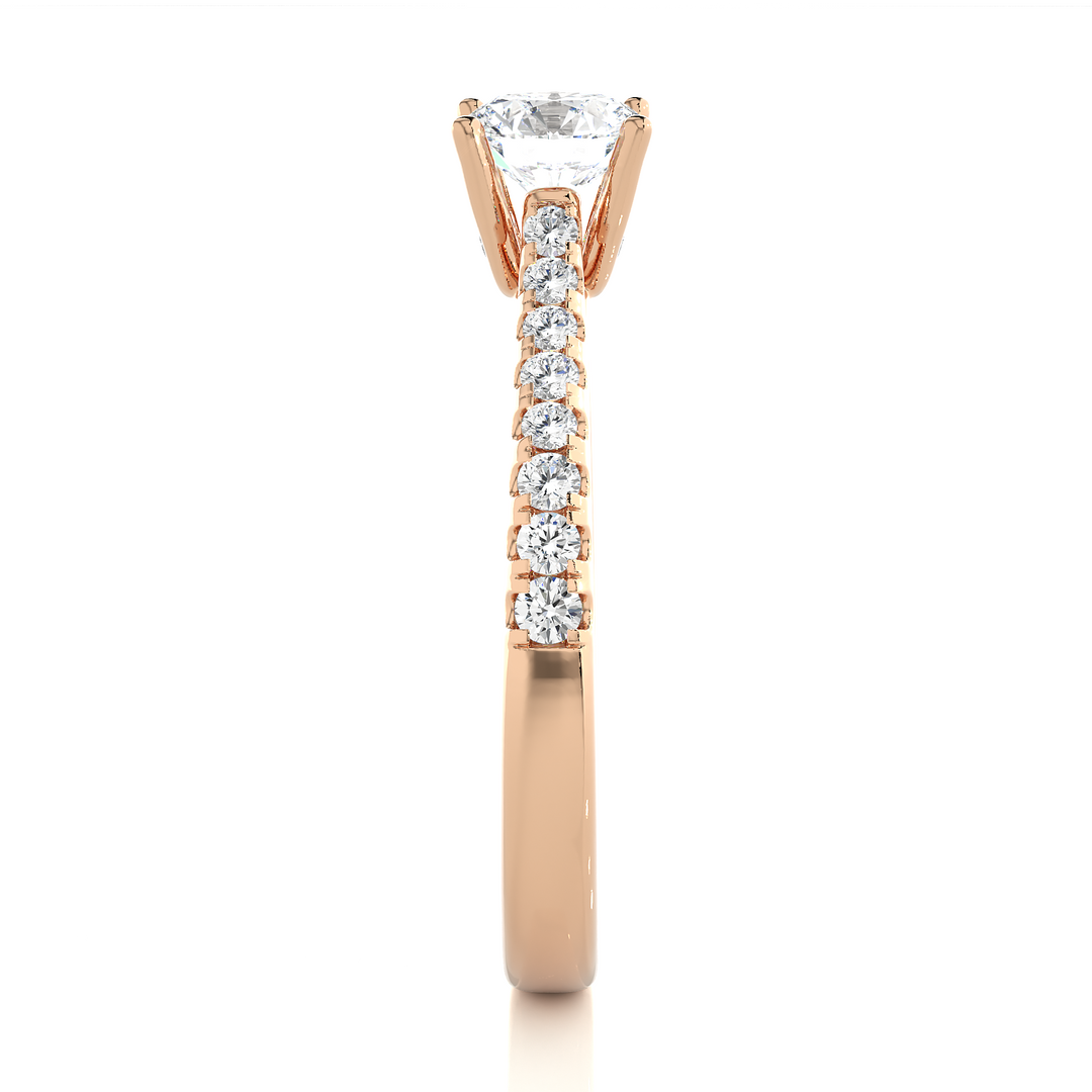 0.85 CTW Round Lab-Grown Diamond Engagement Ring with Claw, Bezel & Micropave Set E-F / VVS-VS