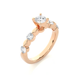 Load image into Gallery viewer, 0.90 CTW Round Lab-Grown Diamond Engagement Ring in Unique Style E-F / VVS-VS
