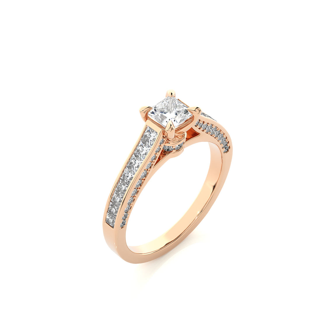 1.27 CTW Princess & Round Lab-Grown Diamond Engagement Ring with Channel & Prong Set E-F / VVS-VS