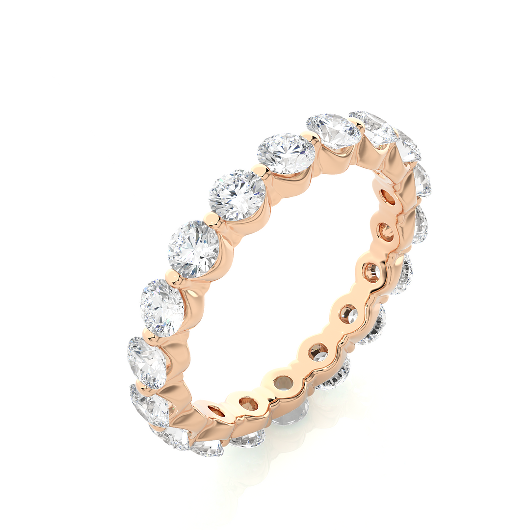 2.01 CT Round Lab Grown Diamond Bar Set Eternity Ring | 18 Stone Gold Band