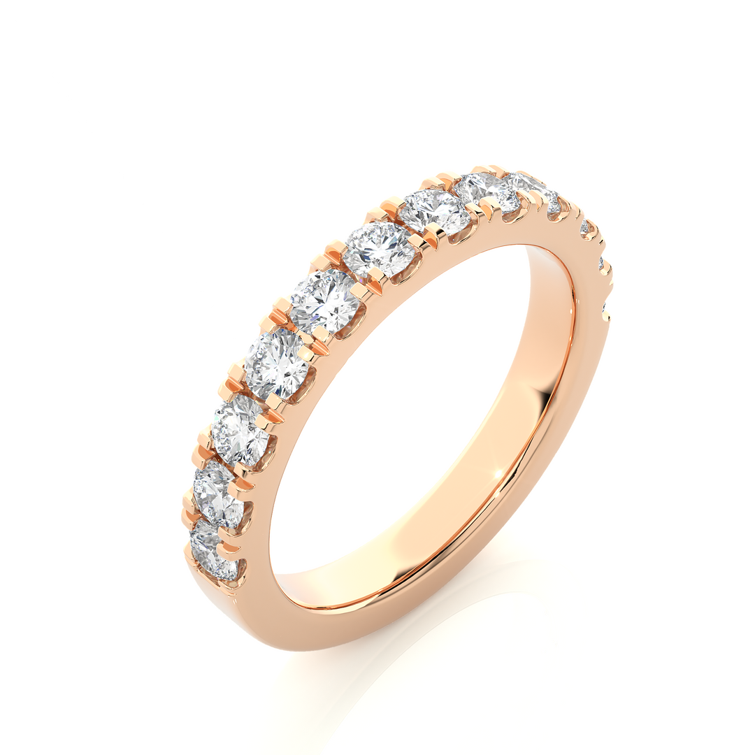 0.99 CT Round Cut Lab Grown Diamond Micro Pave Band  12 Stone IGI Certified