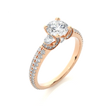 Load image into Gallery viewer, 1.45 CT Round Center with Round Side Lab Grown Diamond Three Stone Ring | 105 Stone Gold Band
