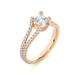 Load image into Gallery viewer, 1.08 CTW Round Lab-Grown Diamond Engagement Ring with Split Shank &amp; Hidden Halo E-F / VVS-VS
