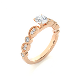 Load image into Gallery viewer, 0.67 CT Round Lab Grown Diamond Vintage Milgrain Ring | 13 Stone Gold Band
