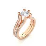Load image into Gallery viewer, 1.48 CTW Round Lab-Grown Diamond Engagement Ring with Three-Row Pave Set E-F / VVS-VS
