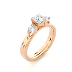 Load image into Gallery viewer, 0.96 CT Princess Cut Three Stone Lab Grown Diamond Ring with Round Side Stones
