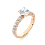 Load image into Gallery viewer, 1.53 CTW Round Lab-Grown Diamond Engagement Ring with Three-Row Micropave Set E-F / VVS-VS
