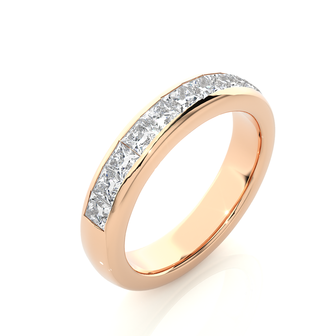 0.55 CT Princess Cut Lab Grown Diamond Channel Set Band  11 Stone IGI Certified