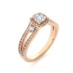 Load image into Gallery viewer, 0.96 Carat Three Stone Cushion &amp; Round Lab-Grown Diamond Ring | Micro Pavé Band
